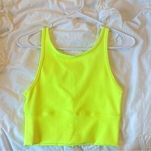 Lulu Neon Yellow ribbed power pivot Top